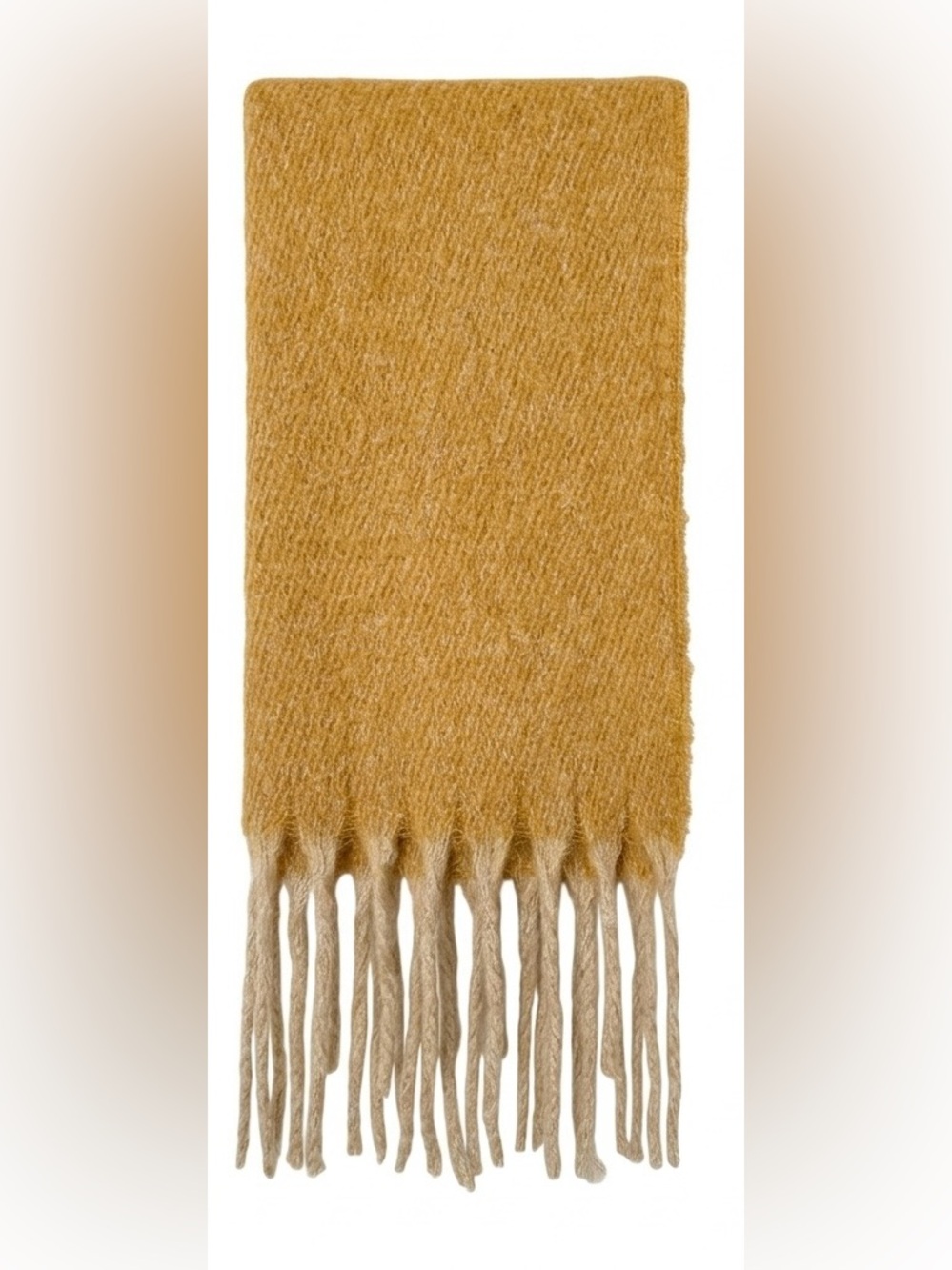 Cozy Mustard Fringe Scarf Wrap